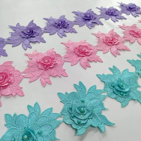 3D 파란색 꽃 레이스