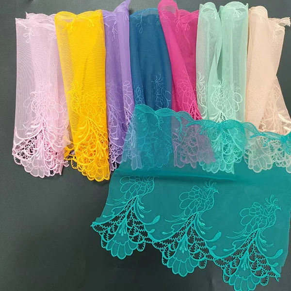 Colorful Guatemala Embroidered Perforation Organza Mesh Lace Trimming