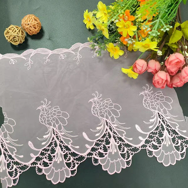 Colorful Guatemala Embroidered Perforation Organza Mesh Lace Trimming