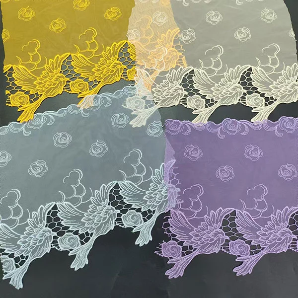 Colorful Guatemala Embroidered Perforation Organza Mesh Lace Trimming