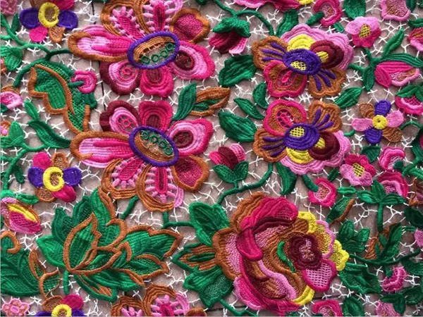 Custom High Quality Tulle Mesh Embroidery Sequin Fabric Guipure Lace Fabric