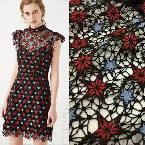 Custom High Quality Tulle Mesh Embroidery Sequin Fabric Guipure Lace Fabric