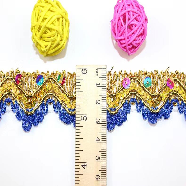 Clothing Accessories Gold and Silver Metallic Border Lace Trim Metallic Gold Sequins Embroidery Tatting Lace Trim