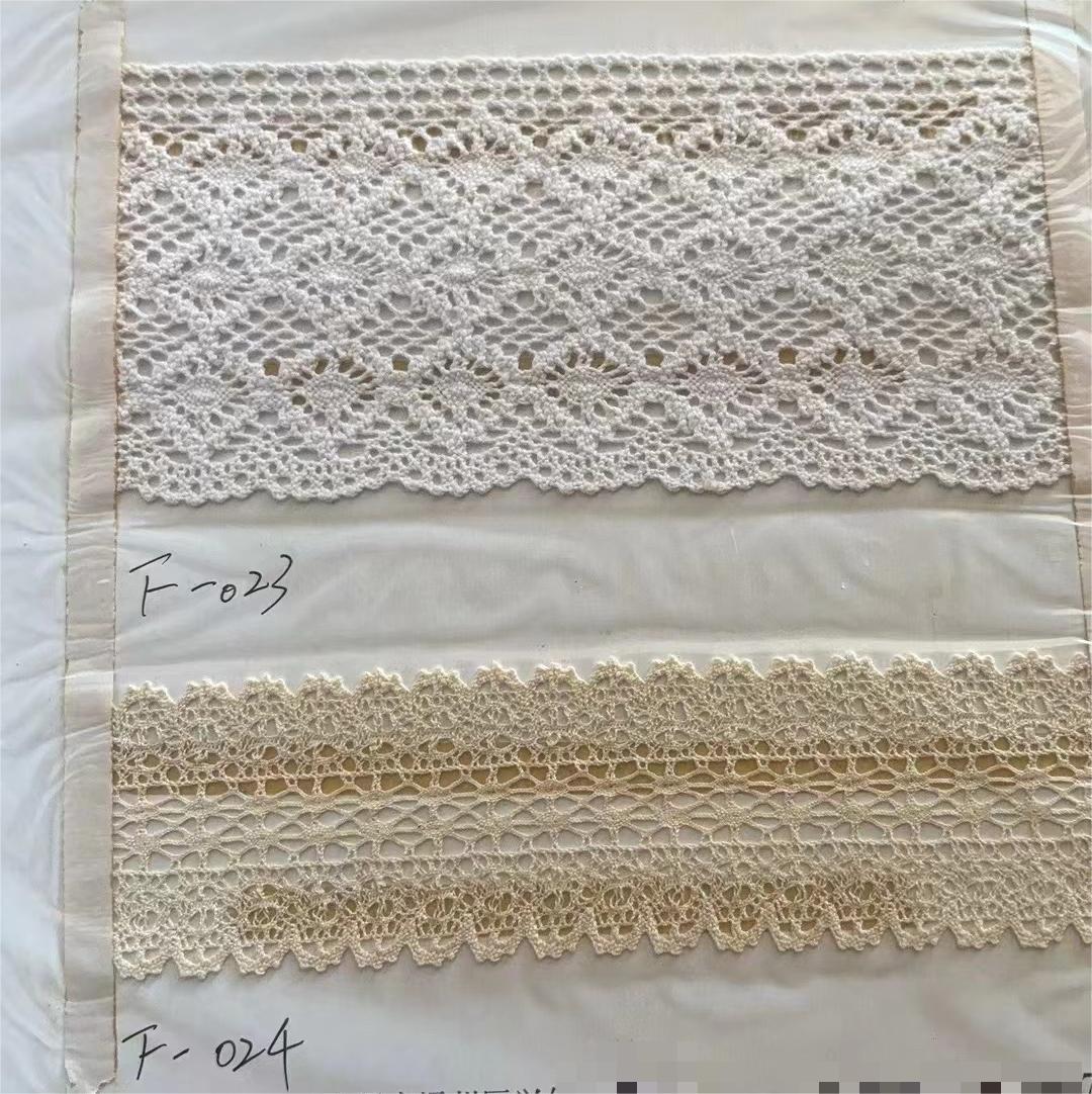 100% Cotton Sustainable Crocheted Embroidery Lace Knitted Trimming Cotton Lace