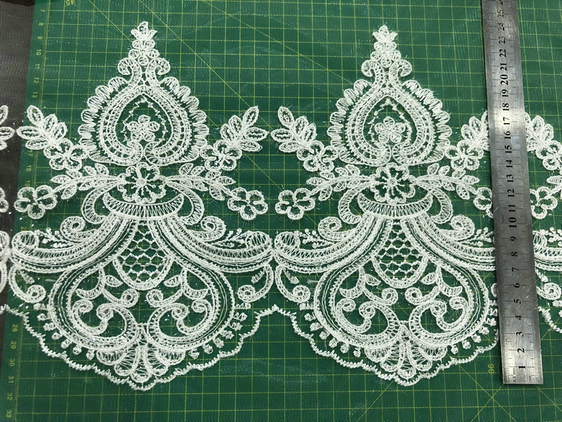 Custom Luxury Bridal French Lace Sequined Wedding Dress Border Lace for Wedding Lace